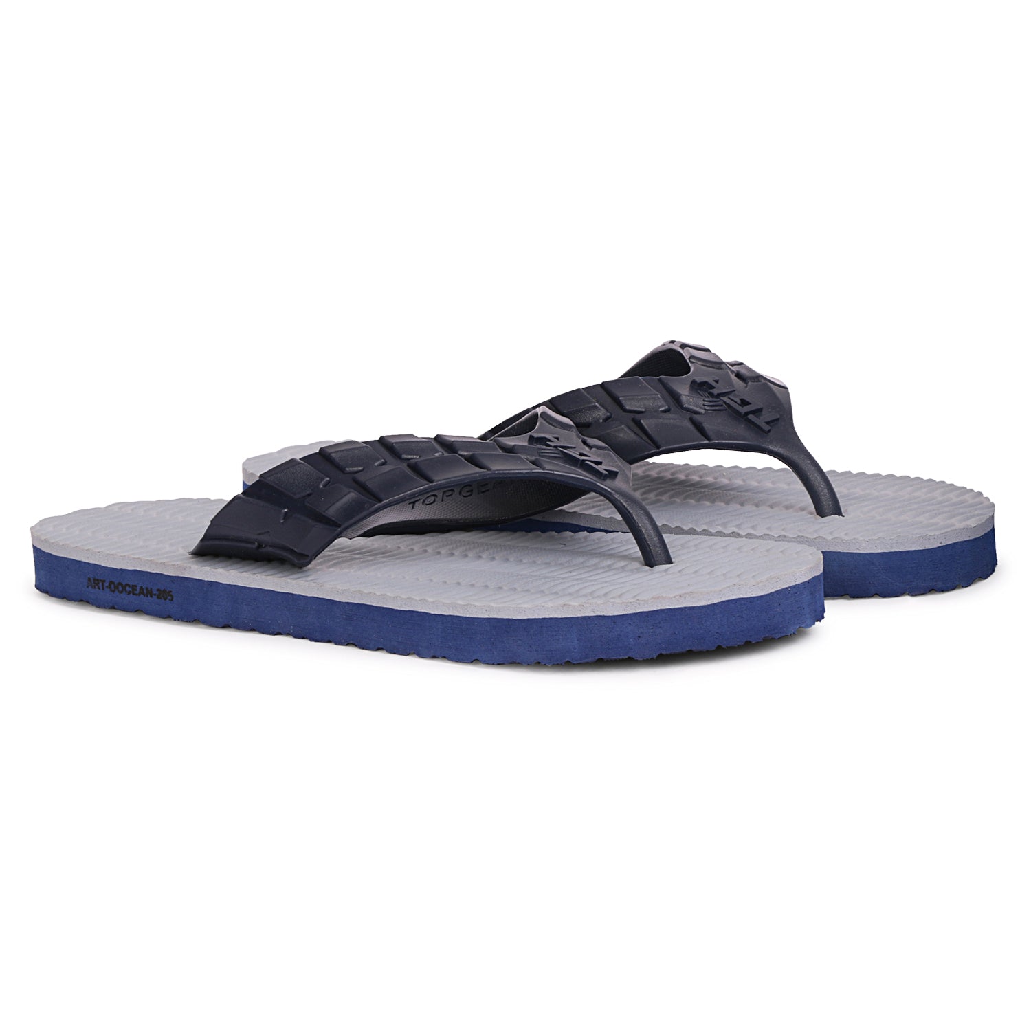 Men Flip Flops  (Grey, Navy , 8)