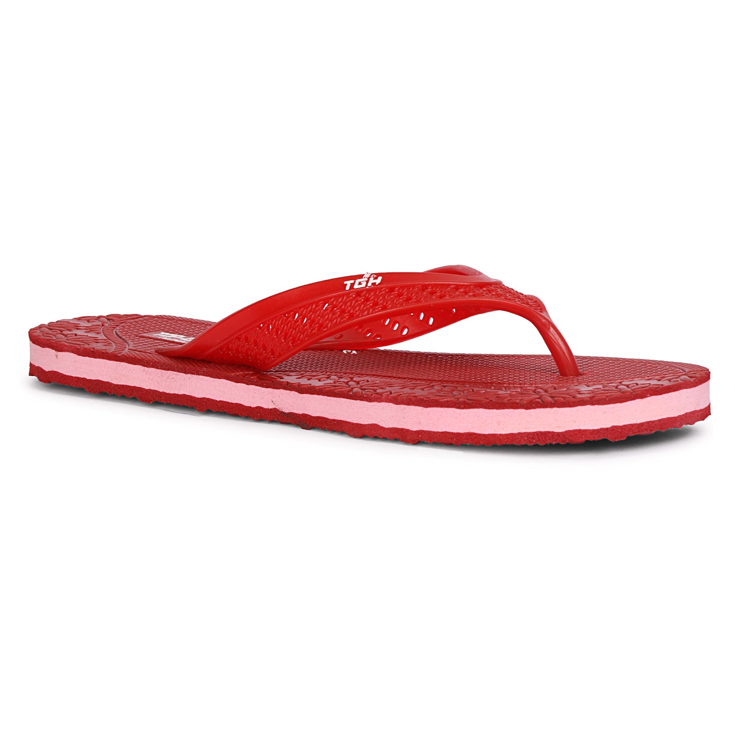Women Flip Flops  (Maroon, Pink , 6)