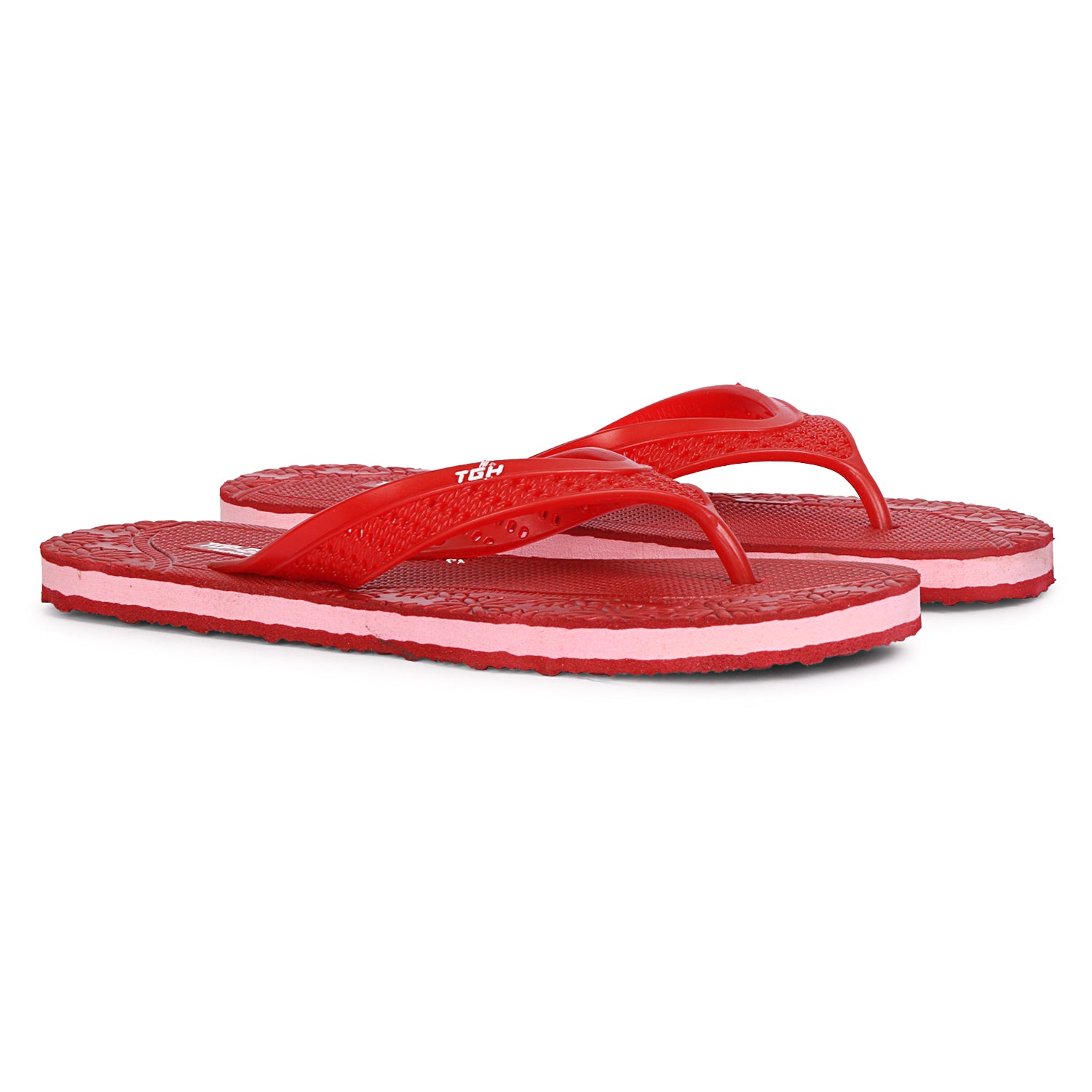Women Flip Flops  (Maroon, Pink , 6)
