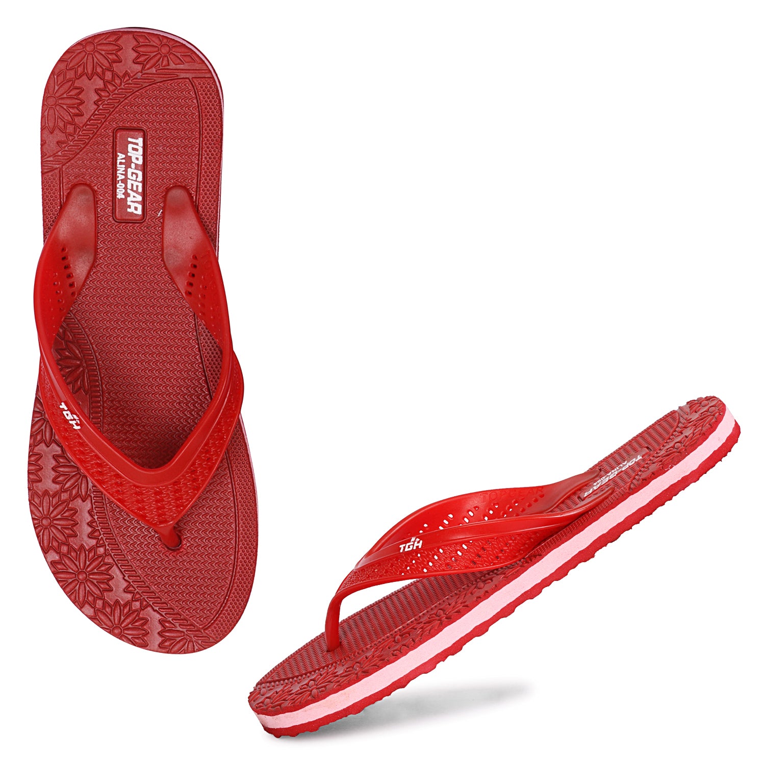 Women Flip Flops  (Maroon, Pink , 6)