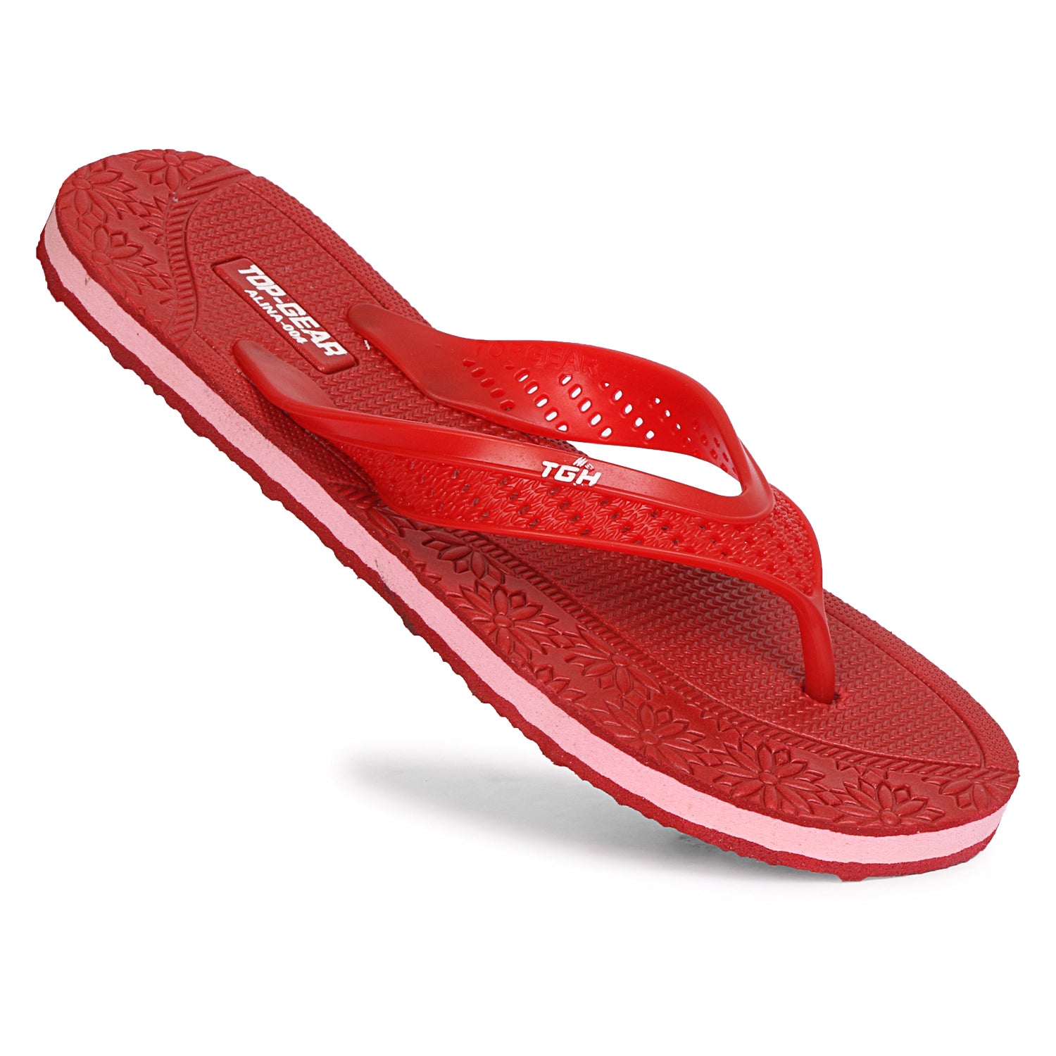 Women Flip Flops  (Maroon, Pink , 6)