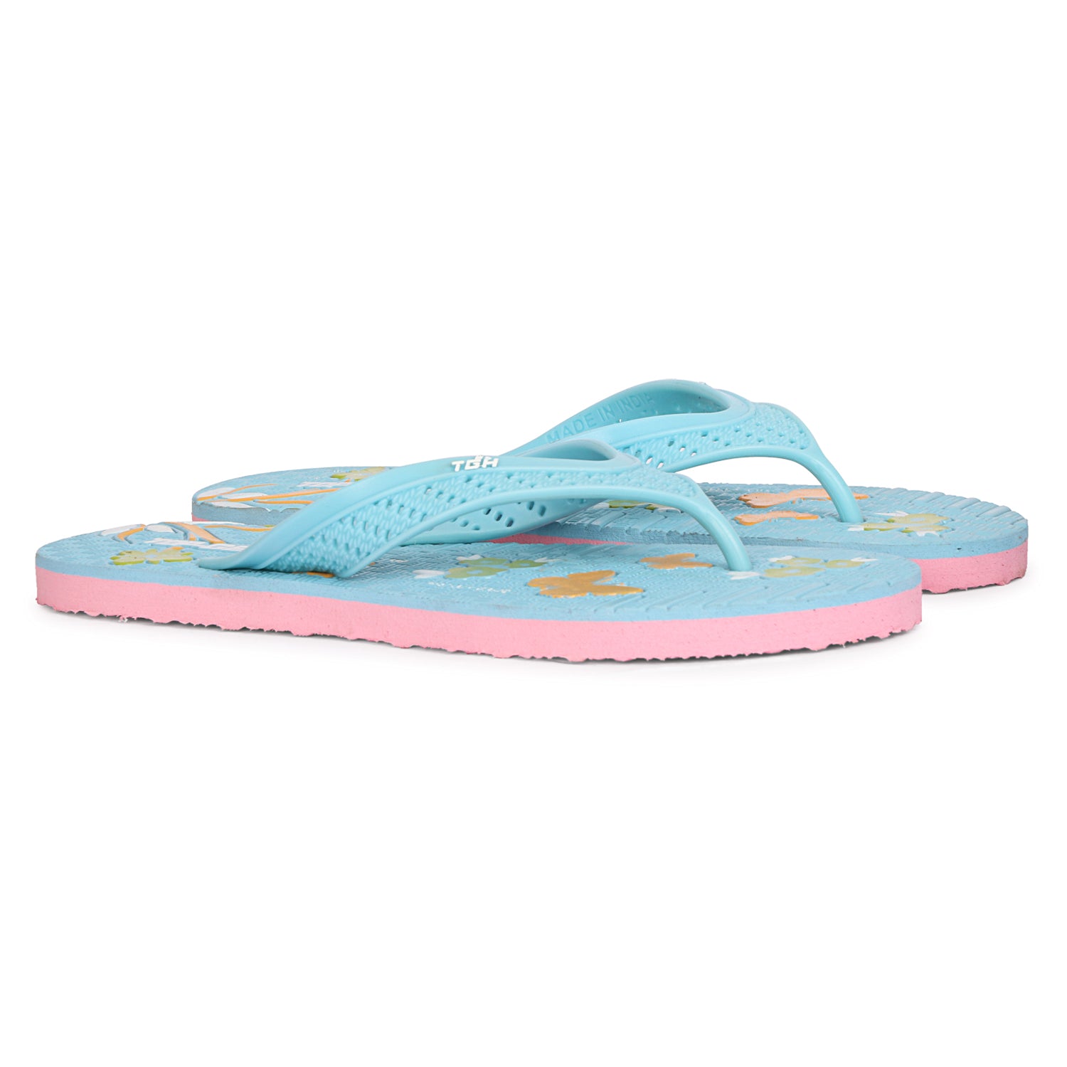 Women Flip Flops  (Green, Pink , 7)