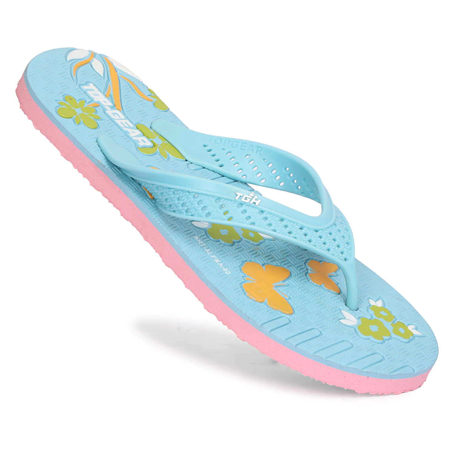 Women Flip Flops  (Green, Pink , 7)