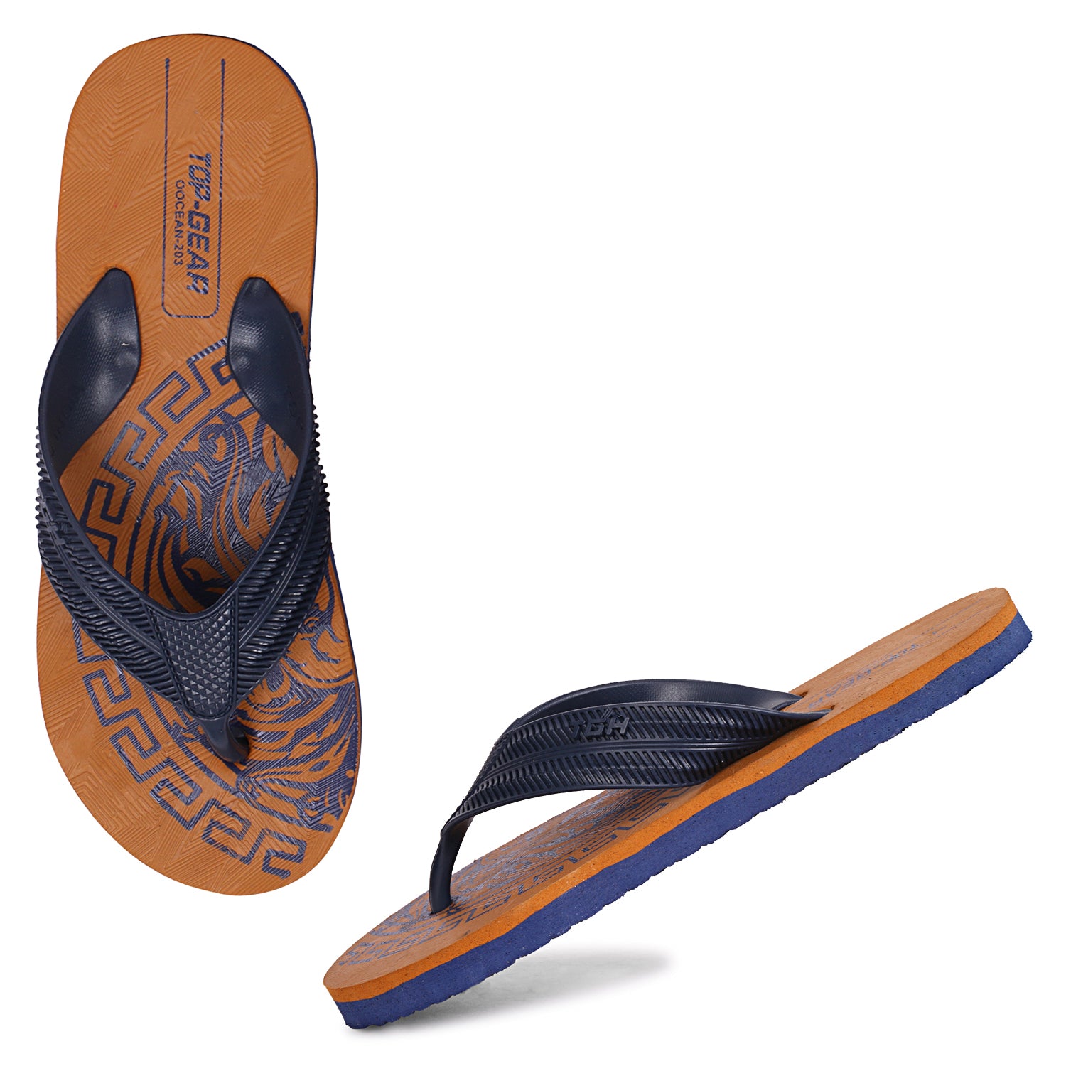 Men Flip Flops  (Tan, Black , 9)
