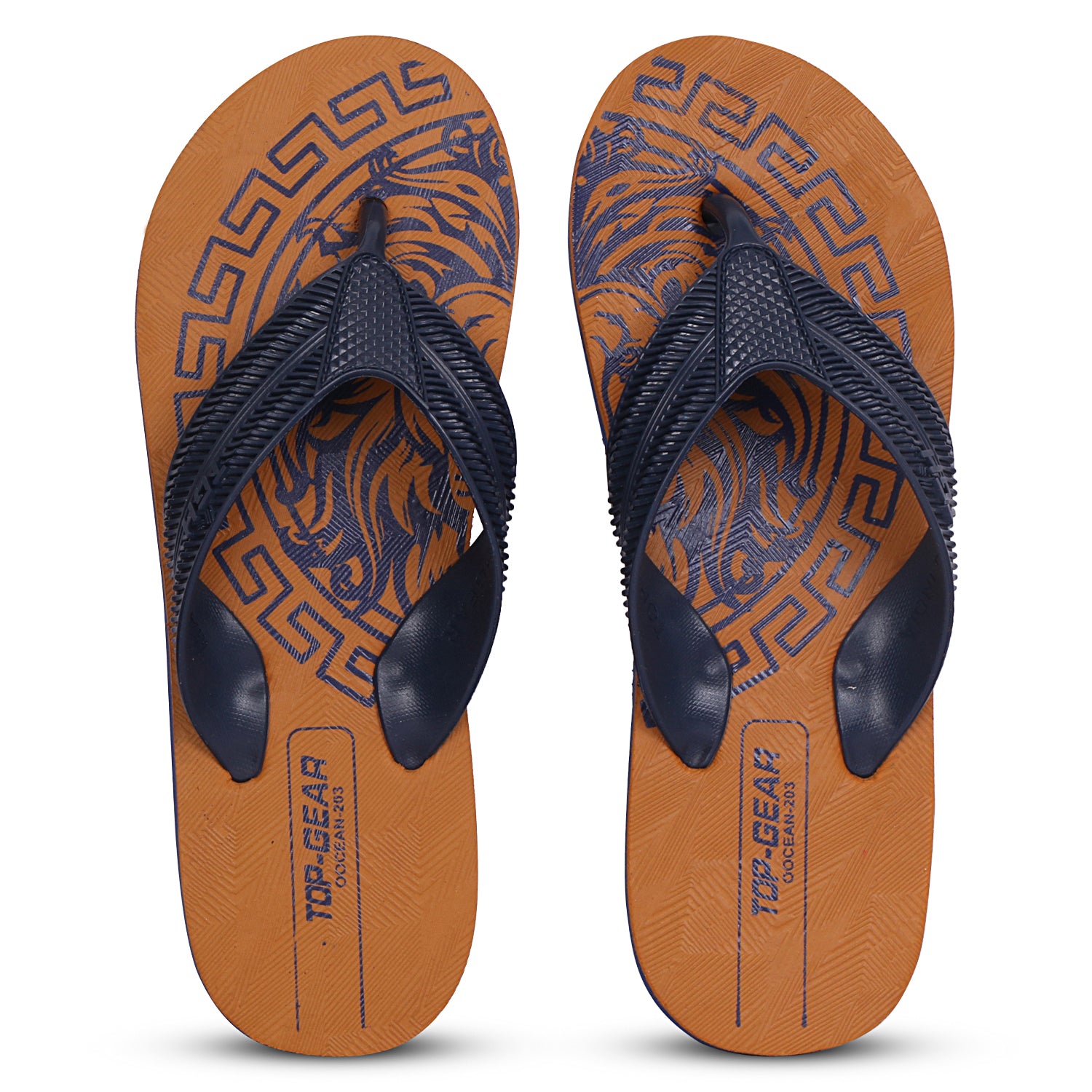 Men Flip Flops  (Tan, Black , 9)
