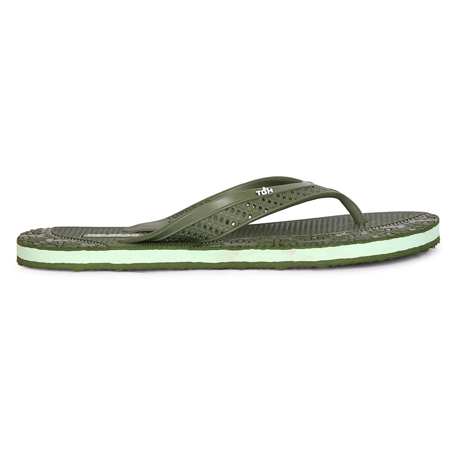 Women Flip Flops  (Beige, Green , 4)