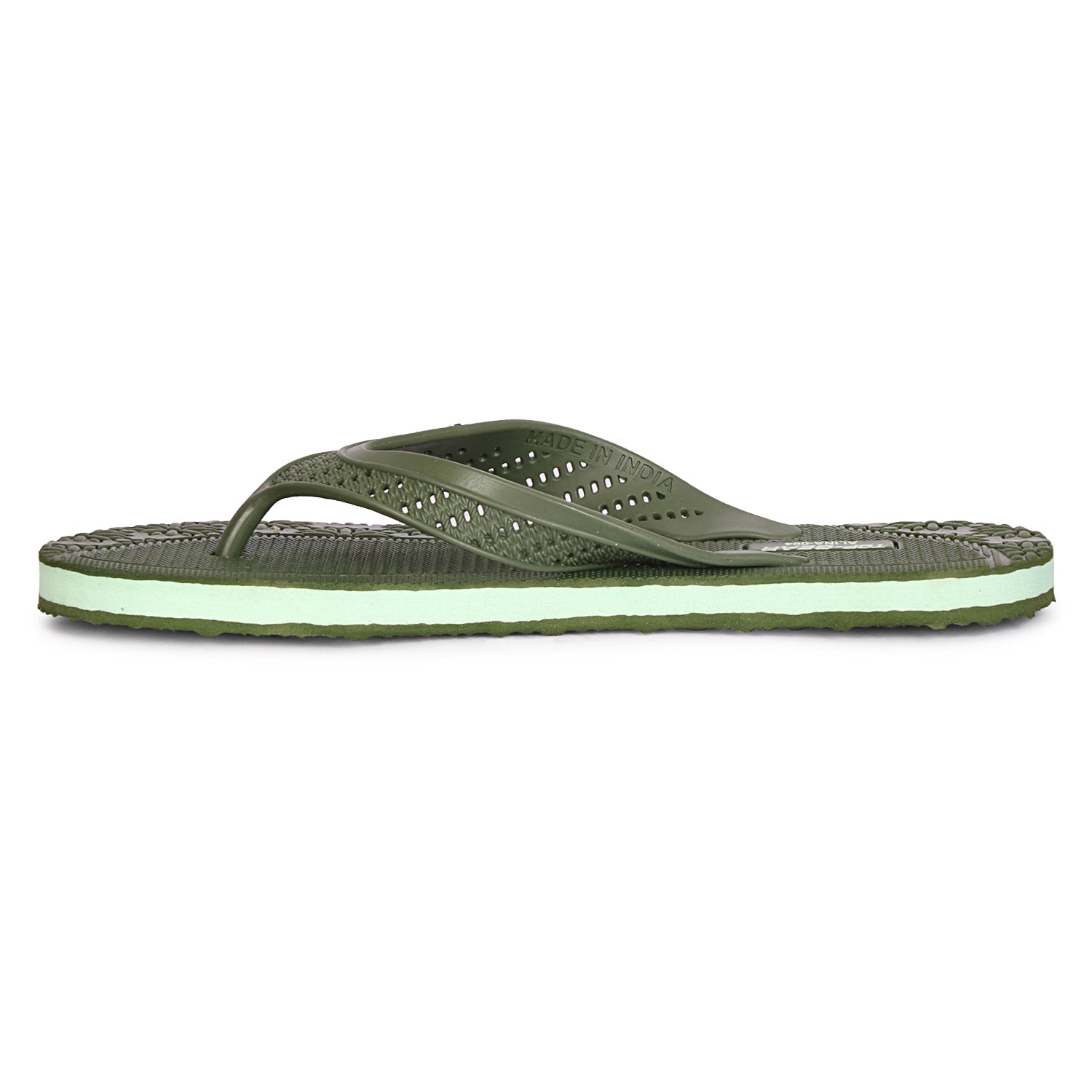 Women Flip Flops  (Beige, Green , 4)