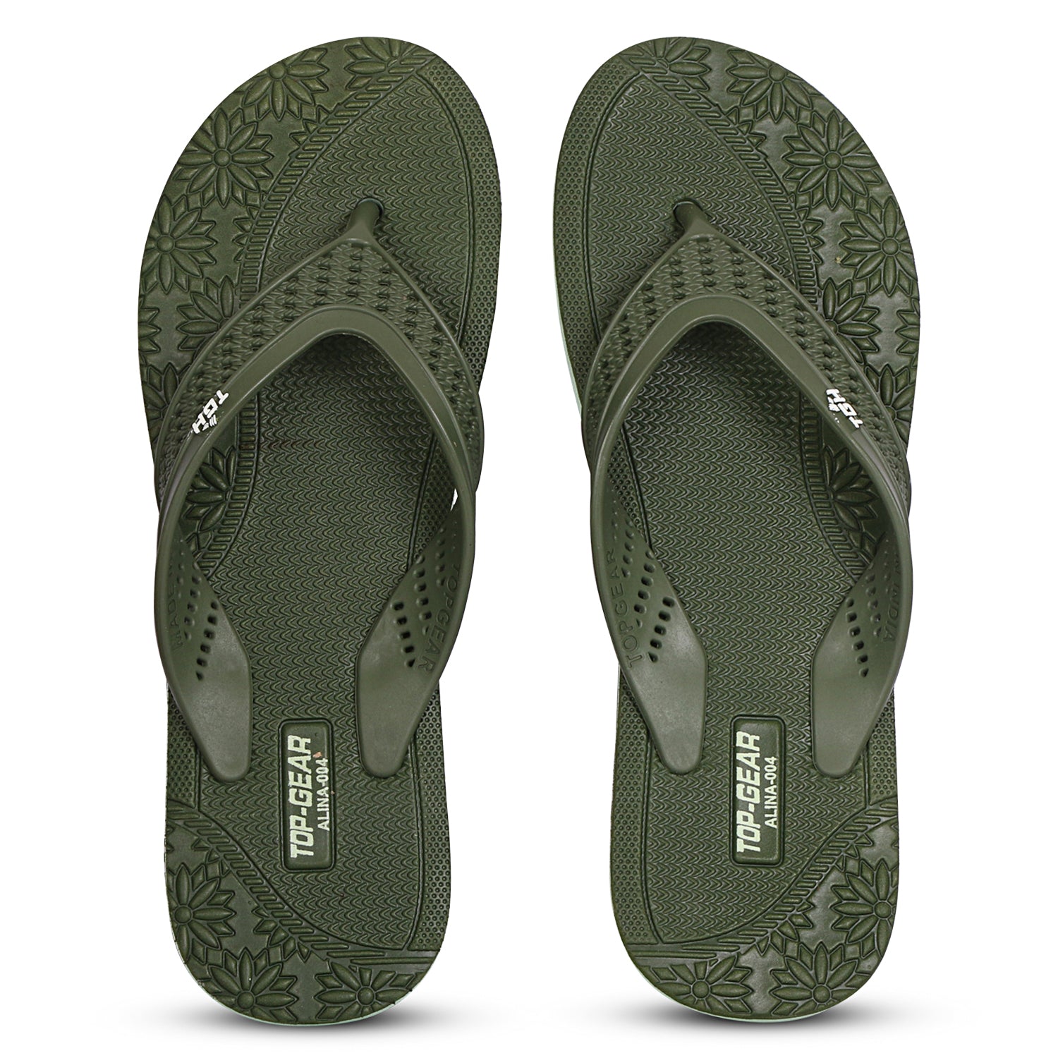 Women Flip Flops  (Beige, Green , 4)