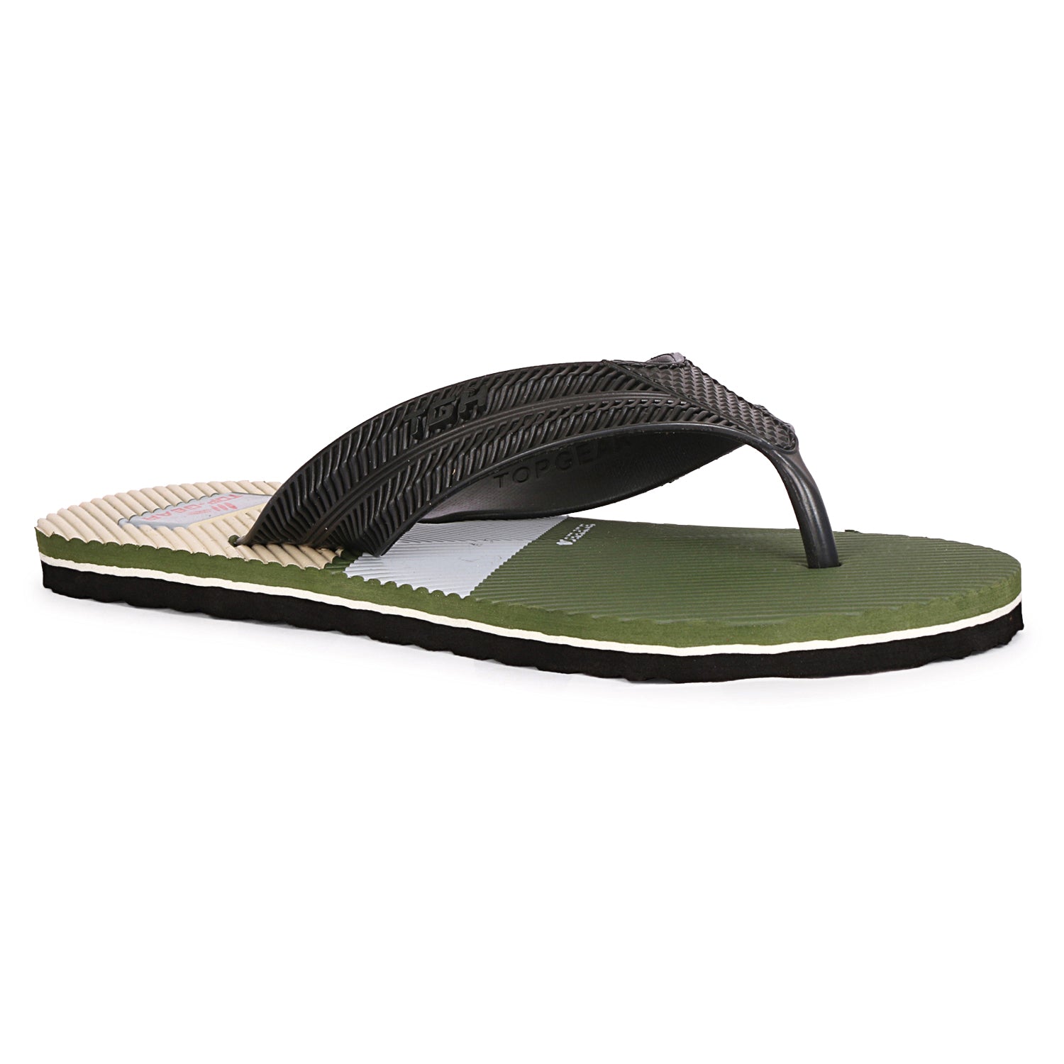 Men Flip Flops  (Olive, Black , 8)