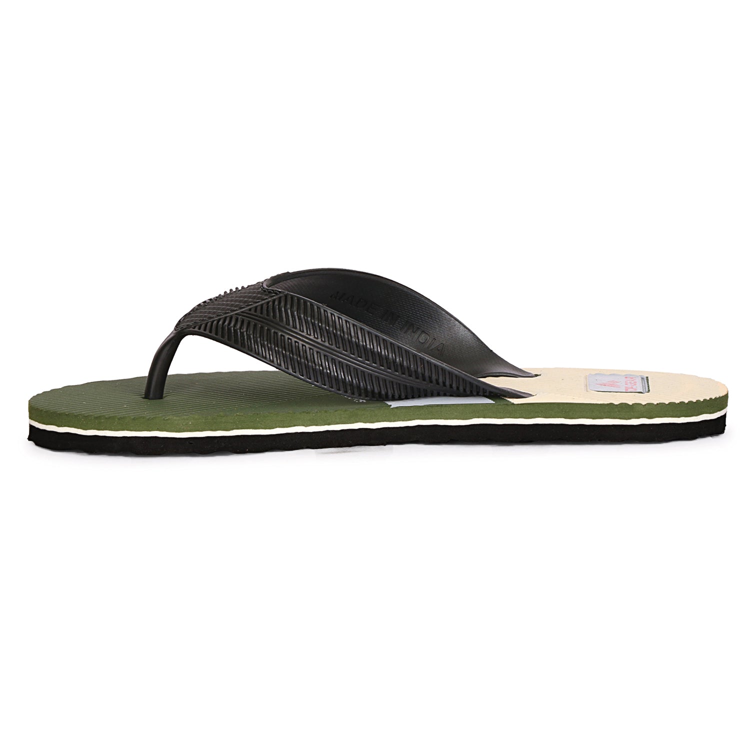 Men Flip Flops  (Olive, Black , 8)