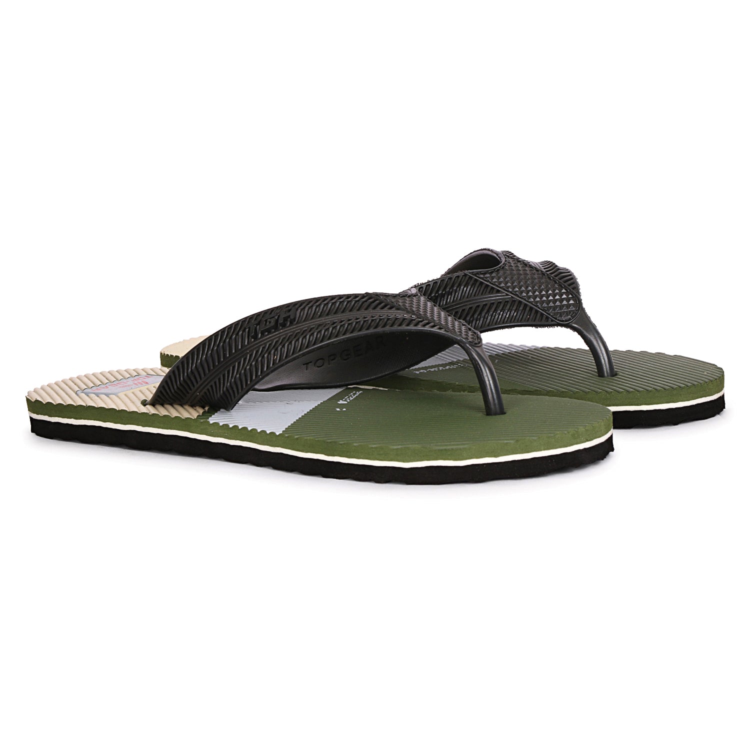 Men Flip Flops  (Olive, Black , 8)