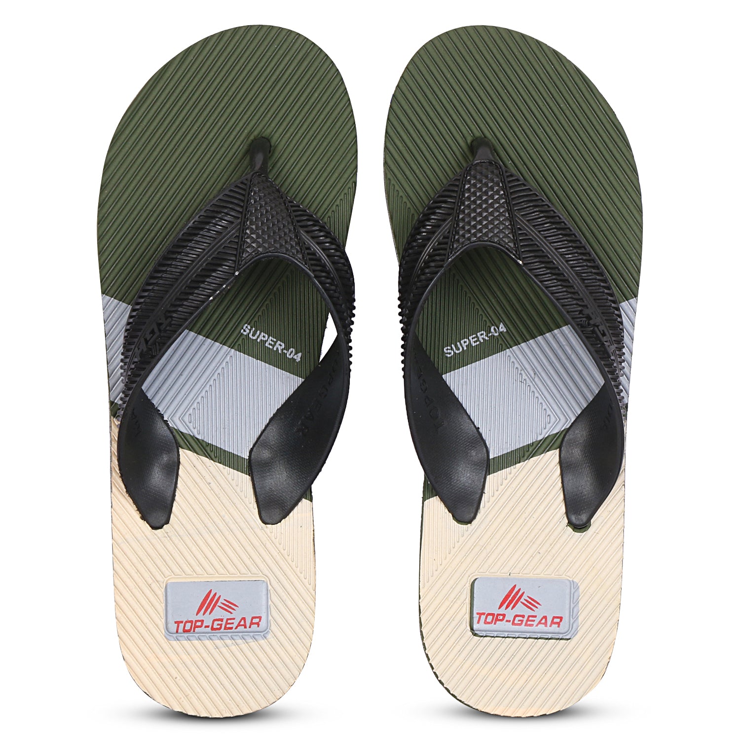 Men Flip Flops  (Olive, Black , 8)