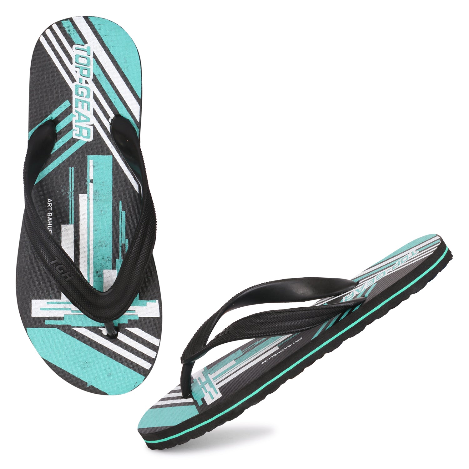 Men Flip Flops  (Blue, Black, White , 10)