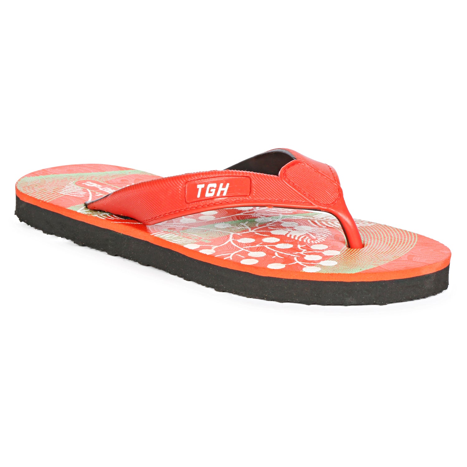Women Flip Flops  (Red, Black, White , 4)