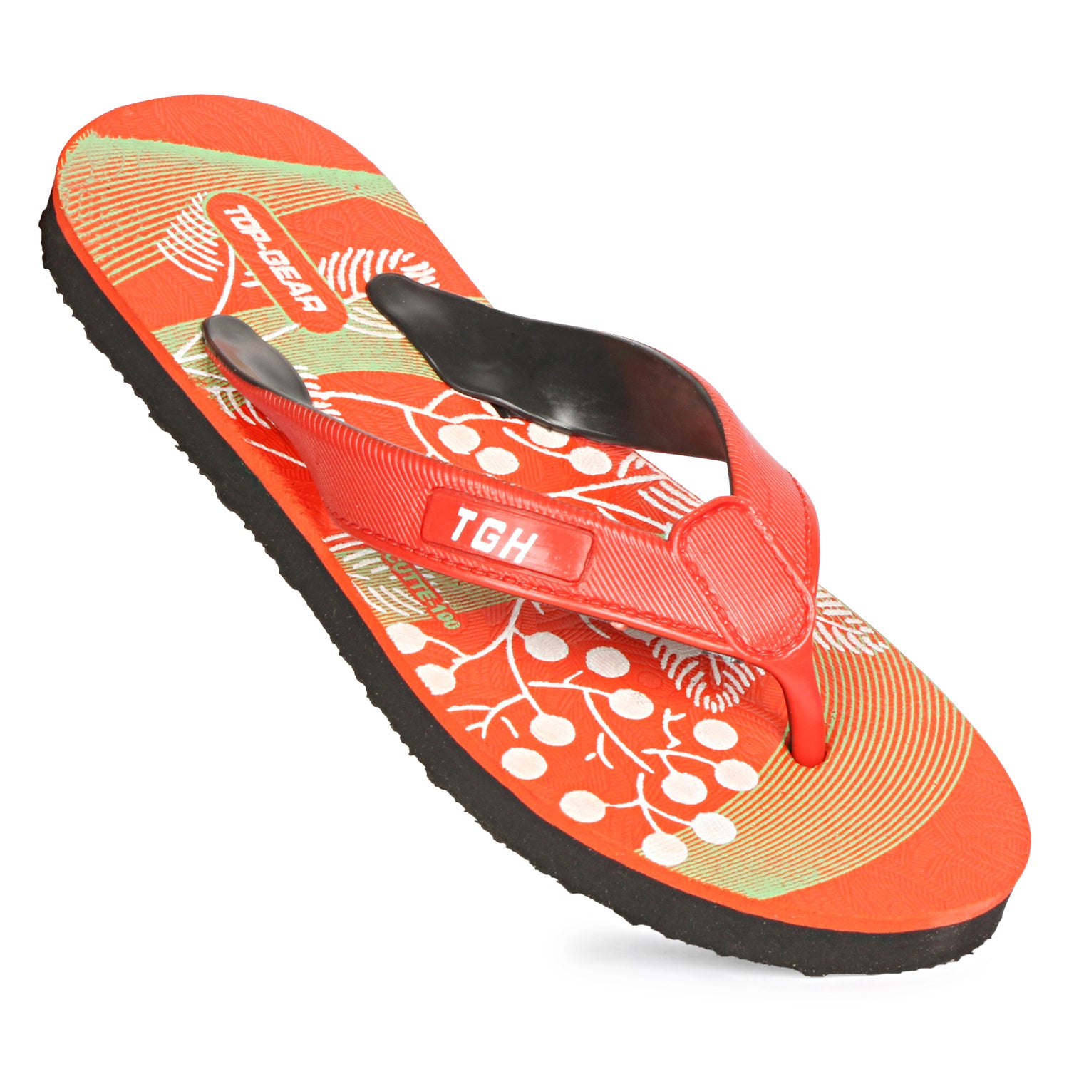 Women Flip Flops  (Red, Black, White , 4)