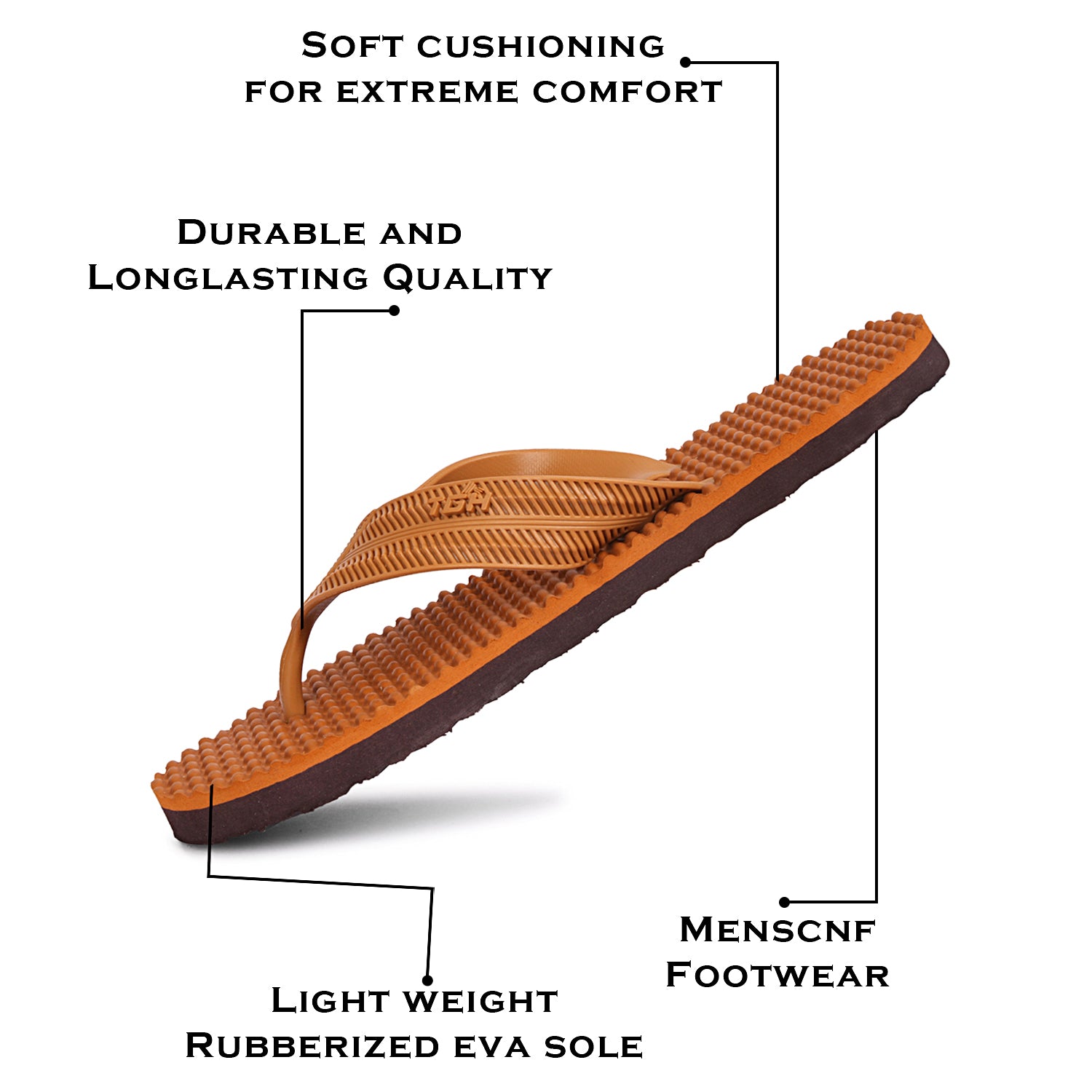 Men Flip Flops  (Brown , 9)