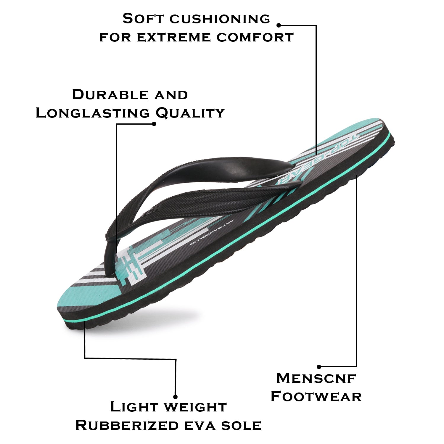 Men Flip Flops  (Blue, Black, White , 10)