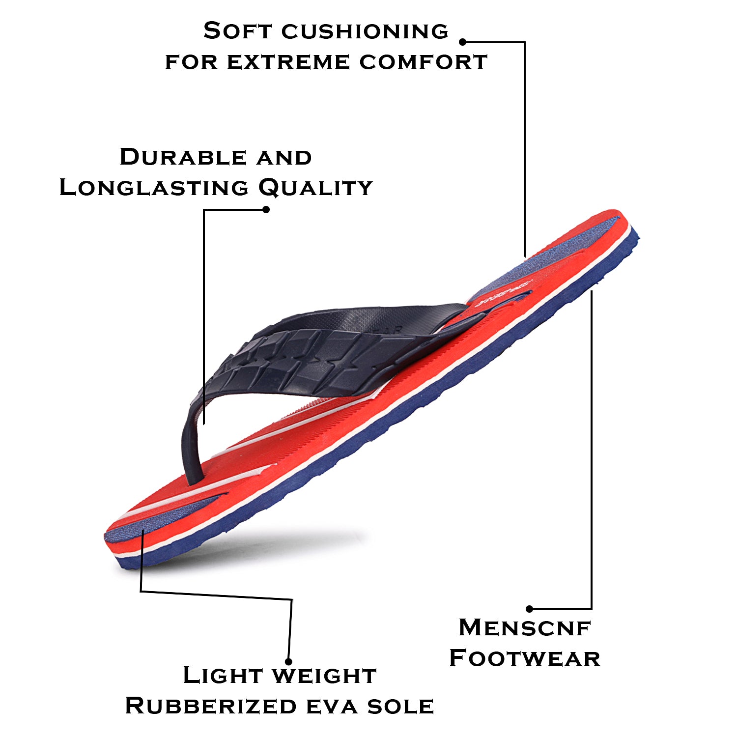 Men Flip Flops  (Natural, Red , 6)