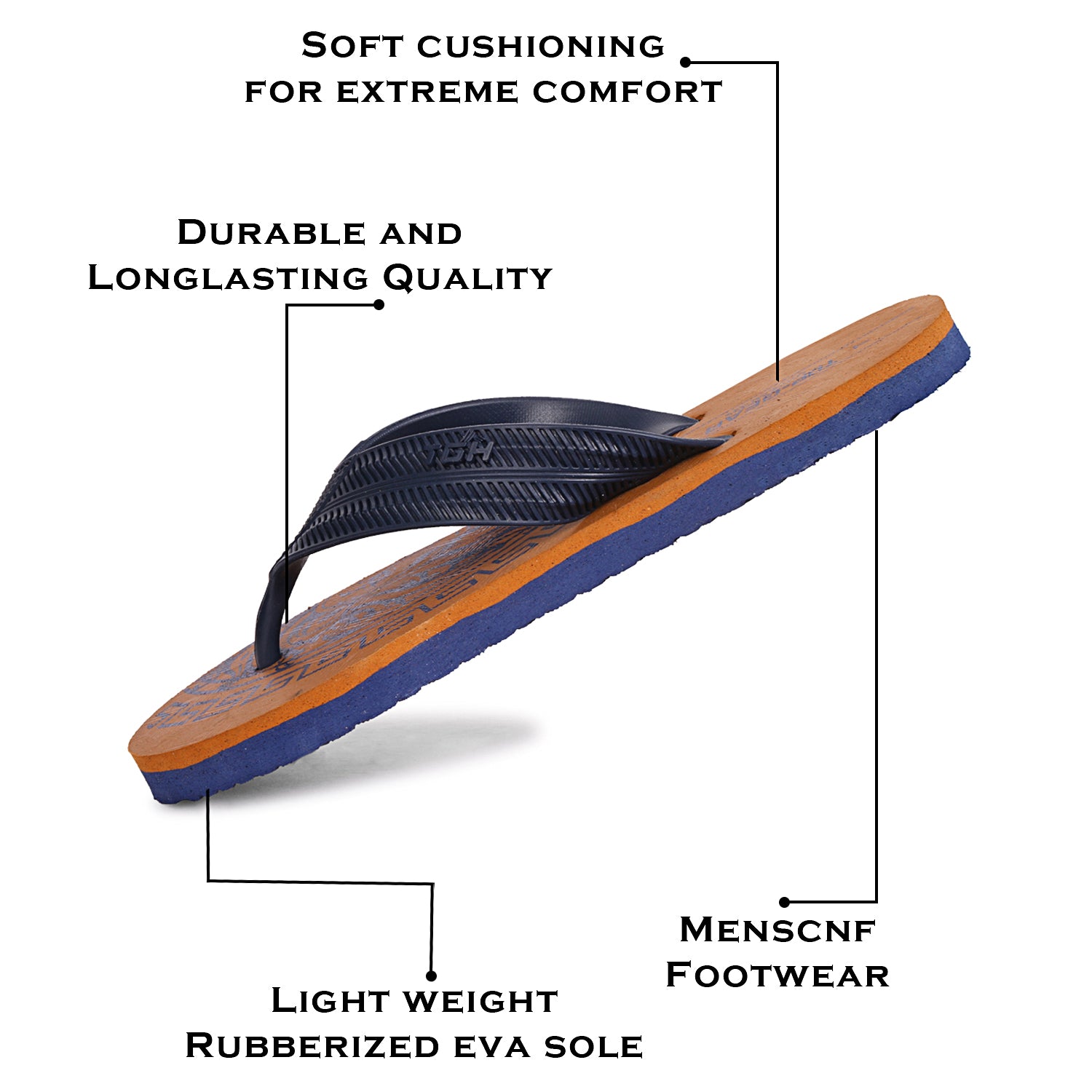 Men Flip Flops  (Tan, Black , 9)