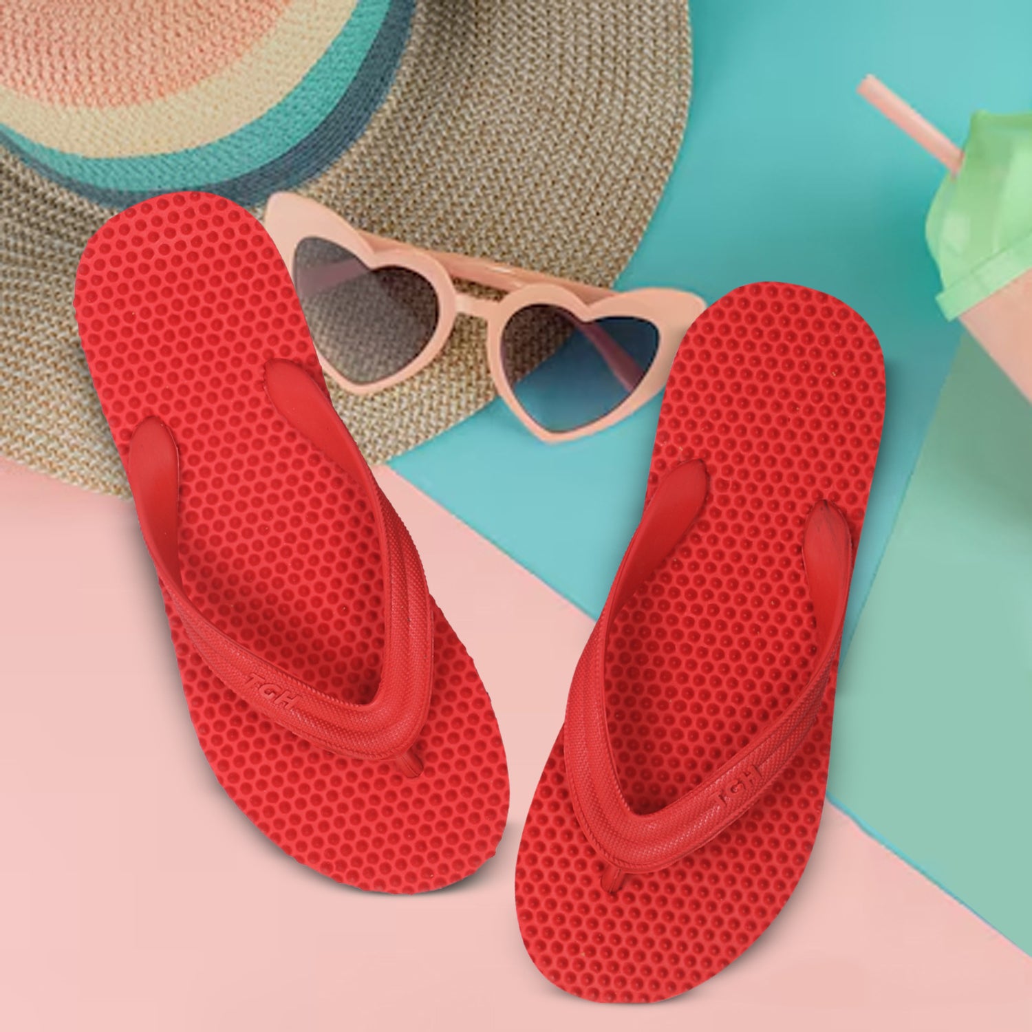 Men Flip Flops  (Red , 10)