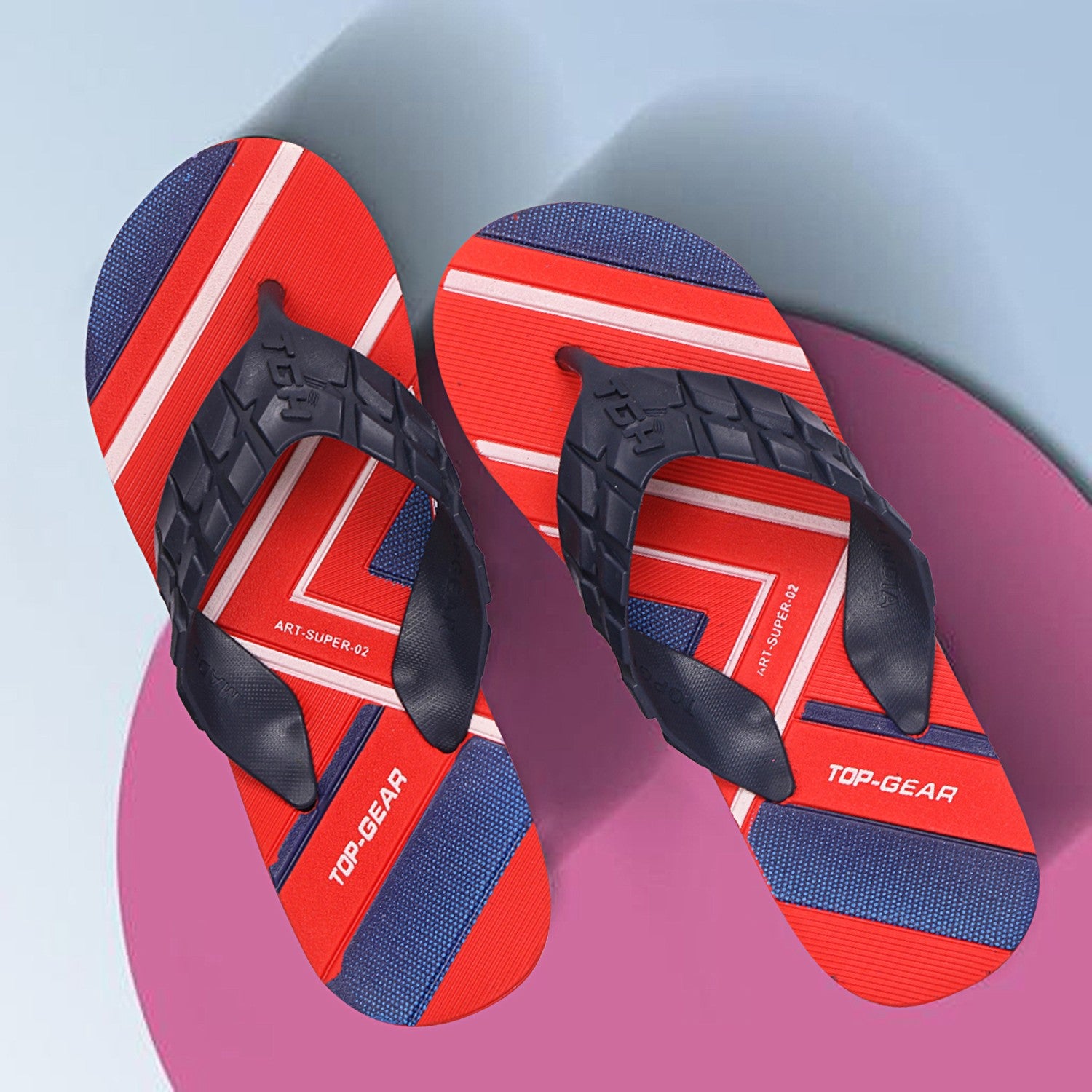 Men Flip Flops  (Natural, Red , 6)