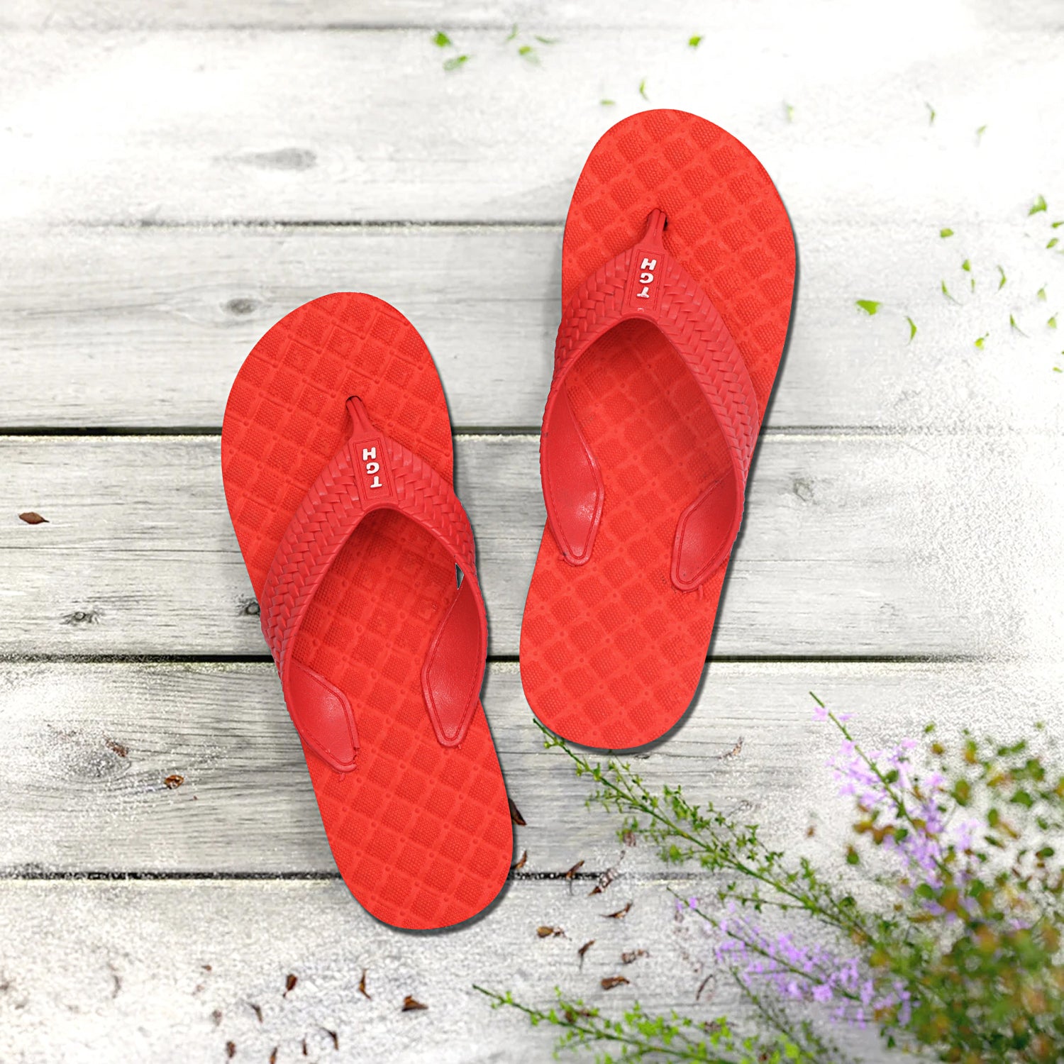 Men Flip Flops  (Red, Navy , 7)