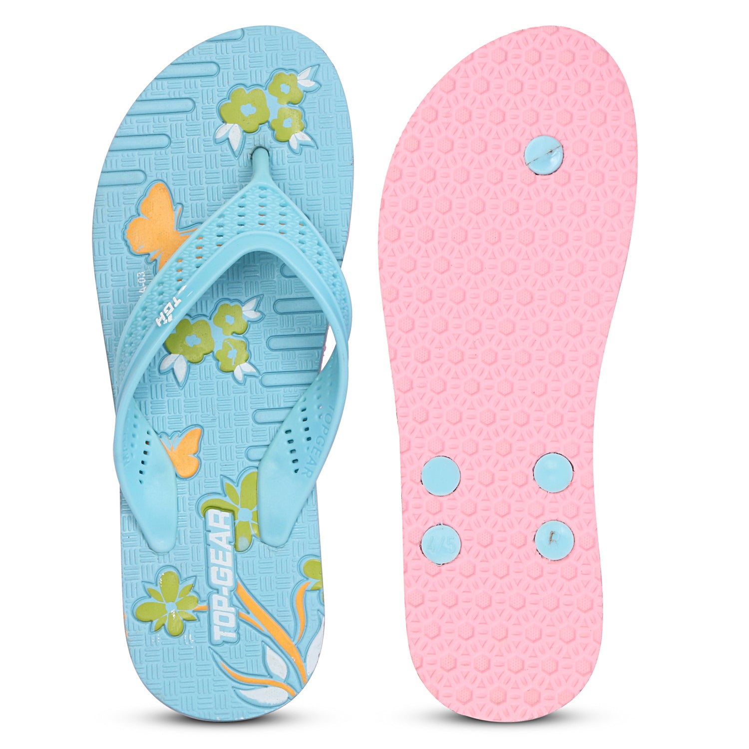 Women Flip Flops  (Green, Pink , 7)