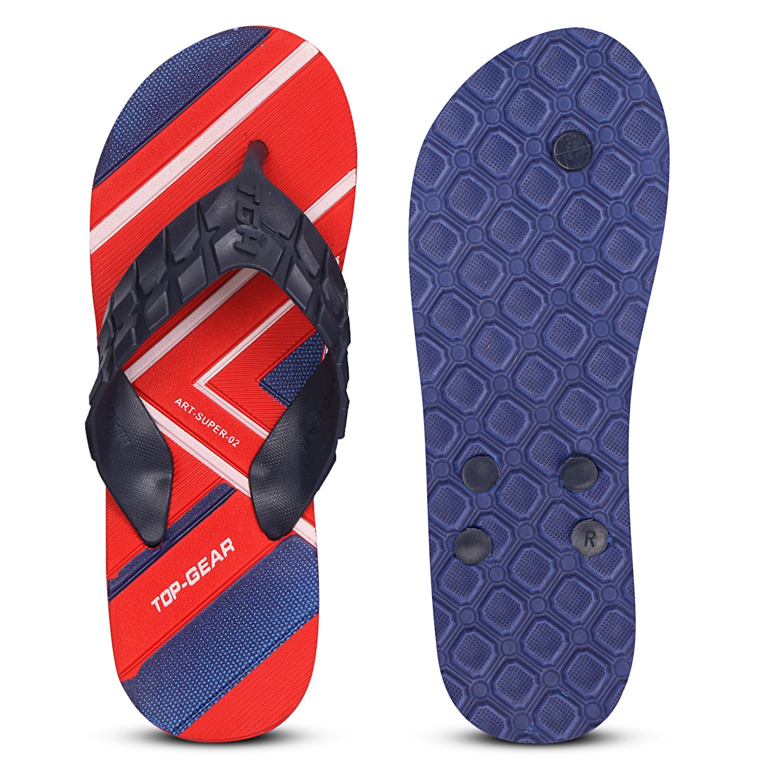 Men Flip Flops  (Natural, Red , 6)