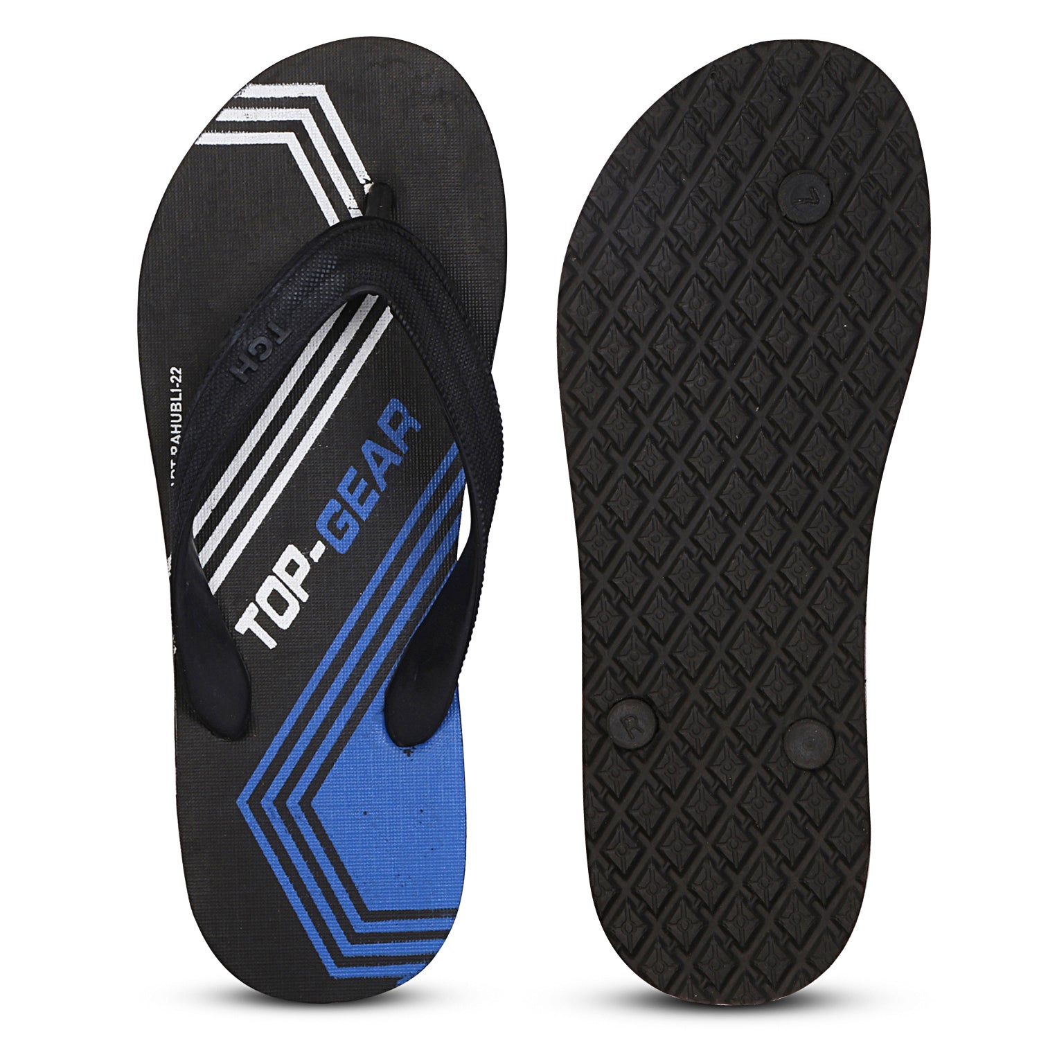 Men Flip Flops  (Black, Blue , 10)